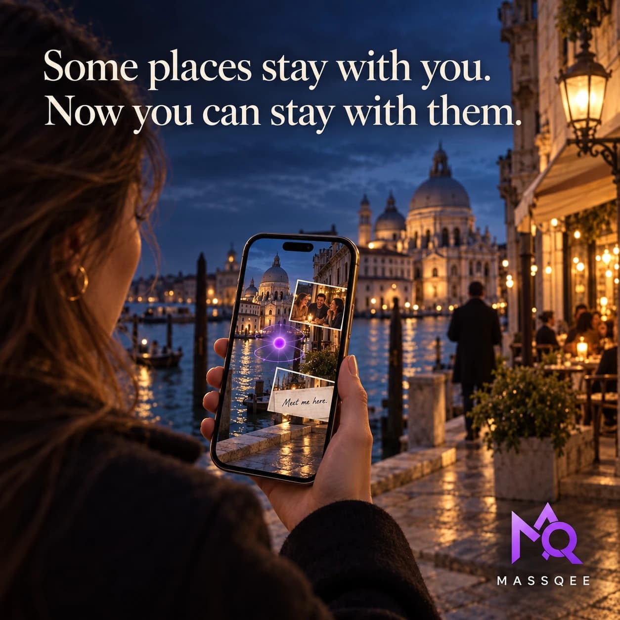 Some places stay with you. Now you can stay with them. A visitor in Venice discovers a spatial memory through MassQee on their phone.